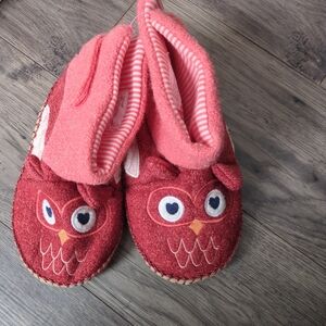Hanna Andersson Wool Blend Owl Slippers Youth Size 13/1 NWOT Pink/Red